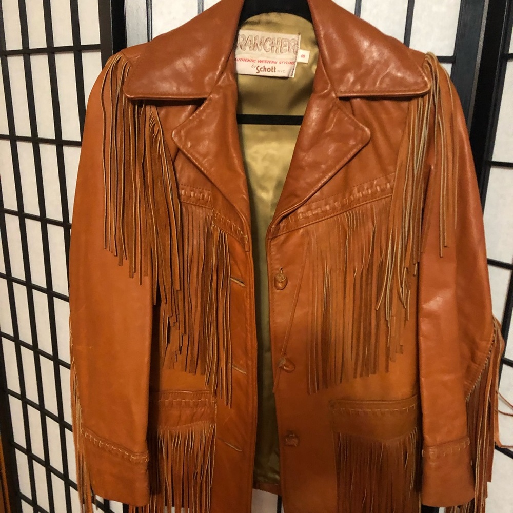 Vintage Schott leather fringe jacket!